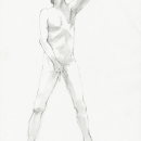 Male nude model sketch, watercolourpencil on paper, € 110,-
