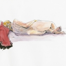 Reclining nude, indian ink and watercolour on paper, 29,7x42 cm, € 295,-