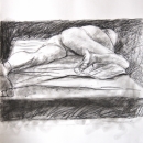 Male nude, charcoal on paper, 50x65 cm, € 225,-