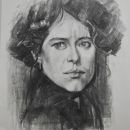 Lady, charcoal on sketching paper, 50x65 cm, € 145,-