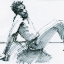 Male nude sketch, Marker and fineliner pens on paper, € 110,-
